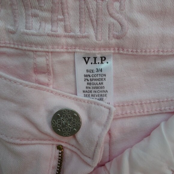 VIP JEANS Women's Skinny Jeans Distressed Denim Slim Stretch Pink Juniors 3/4 - Picture 12 of 12